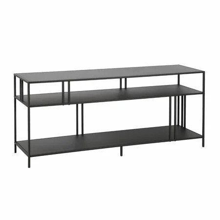 Evelyn&Zoe Industrial Metal TV Stand with Glass Shelves for TVs up to 60 | Walmart (US)