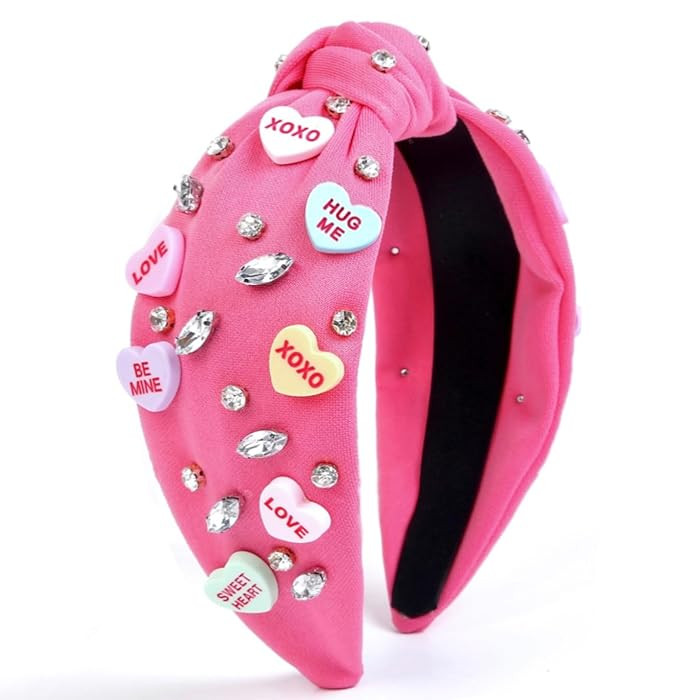 Huachi Valentine’s Day Headbands for Women Trendy Valentine Heart Headbands, Pink Knotted Headb... | Amazon (US)