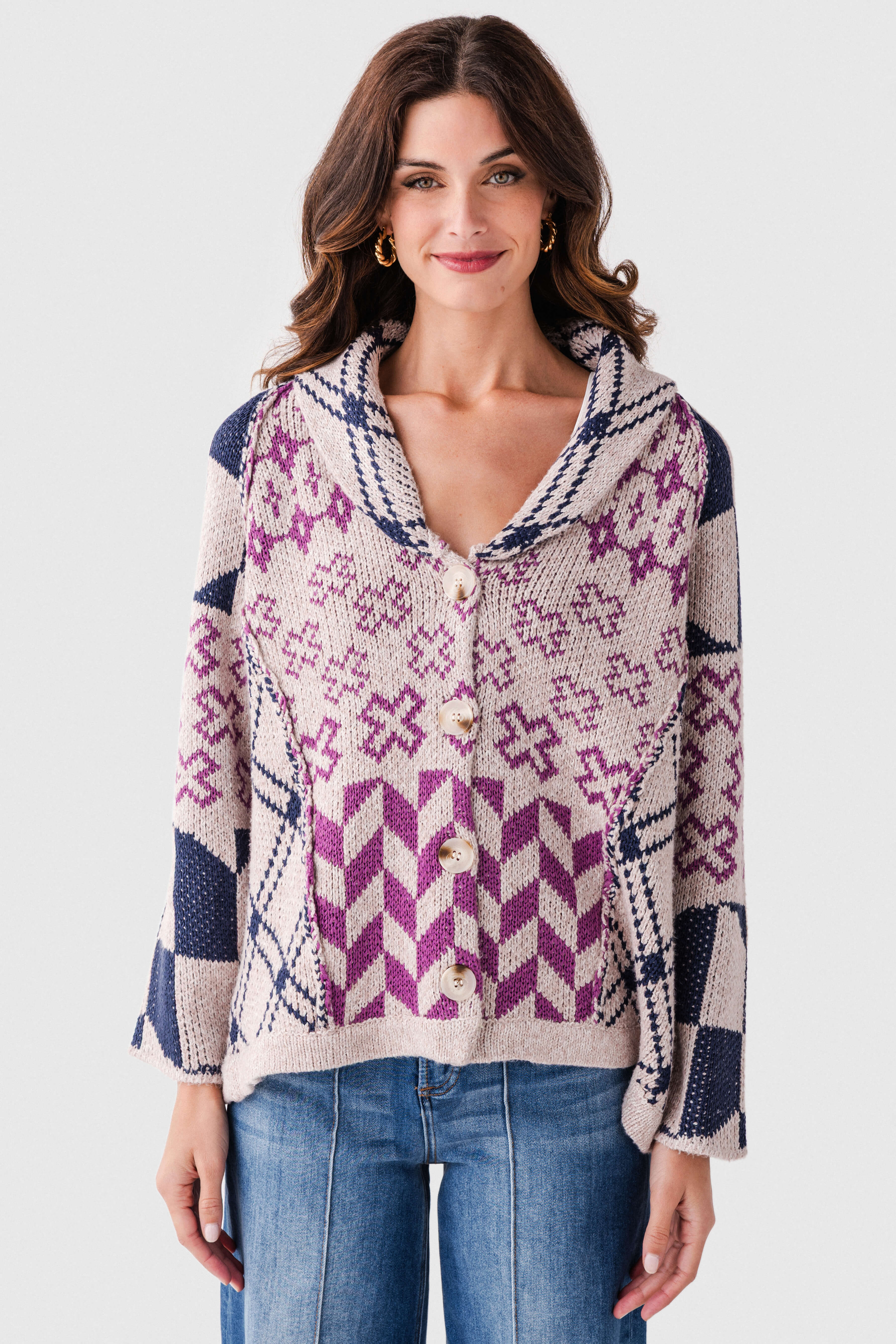 Hem & Thread Speckled Button Down Cardigan | Social Threads