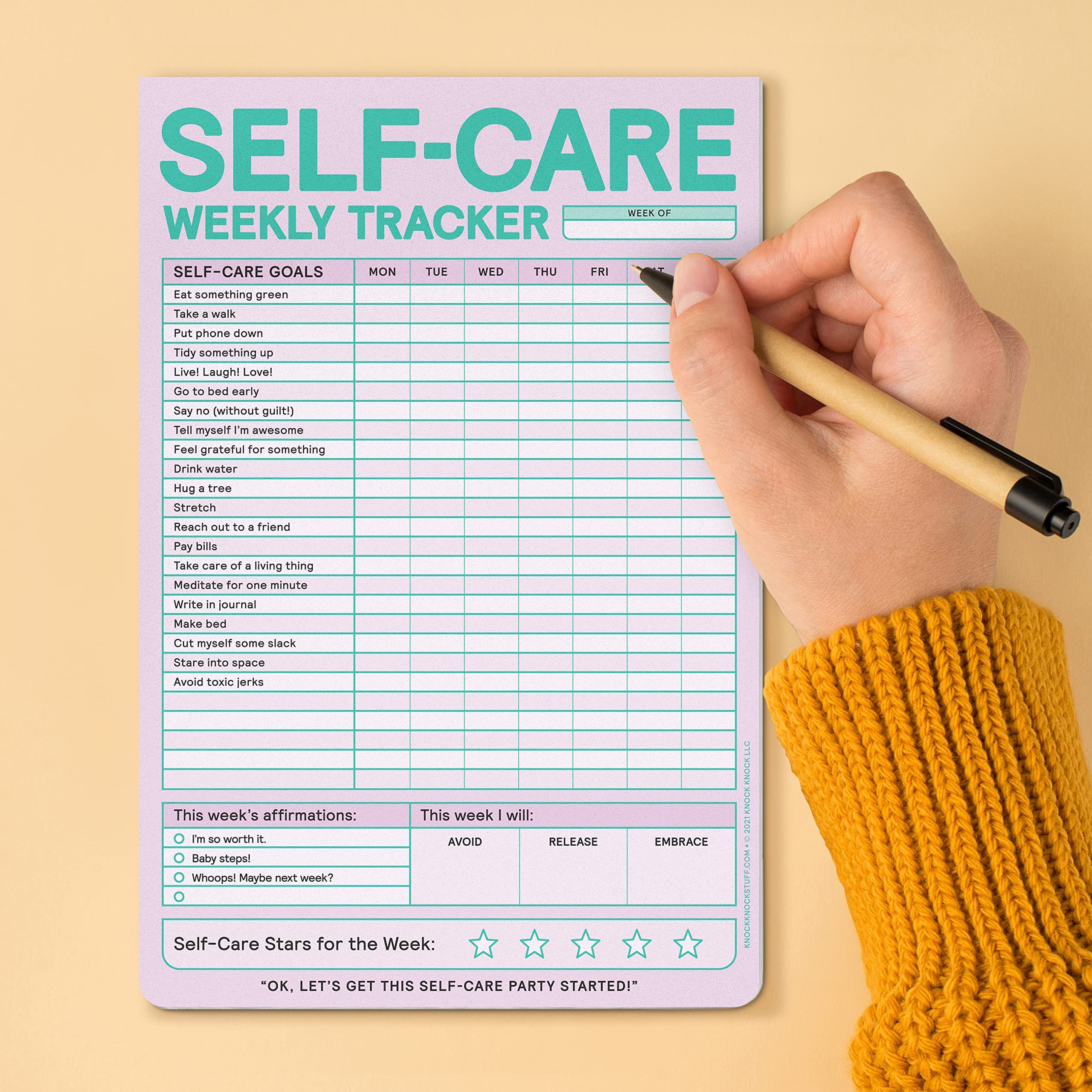 Knock Knock Self-Care Weekly Tracker Pad, Step-by-Step Self-Care Checklist Note Pad (Pastel Version) | Amazon (US)