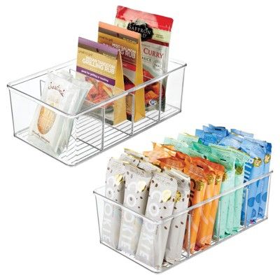 mDesign Linus Plastic Kitchen/Pantry Food Storage Cabinet Organizer Bin, 2 Pack - Clear, 10.5 x 6... | Target