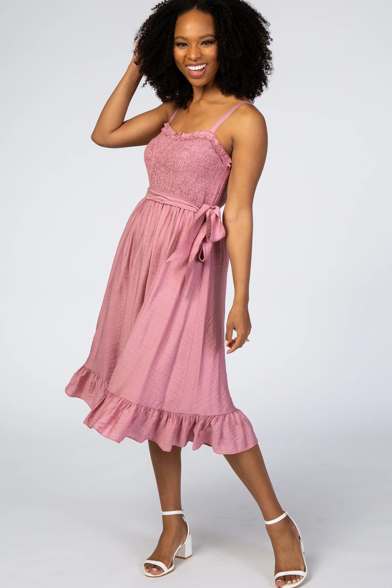 Pink Ruffle Smocked Dress | PinkBlush Maternity
