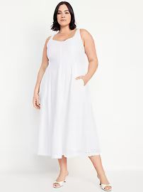 Fit & Flare Sleeveless Midi Dress | Old Navy (US)