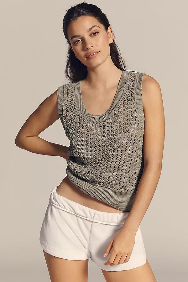 Varley Ferns Cotton Open-Knit Scoop-Neck Tank Top | Anthropologie (US)
