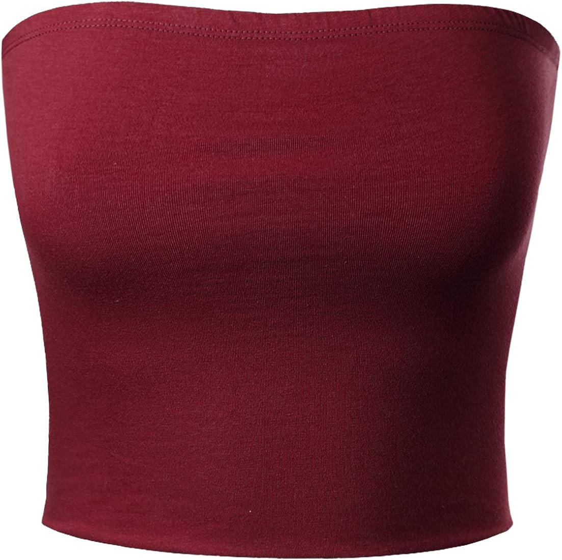 MixMatchy Women's Double Layered Basic Casual Strapless Backless Bandeau Bra Tube Top | Amazon (US)