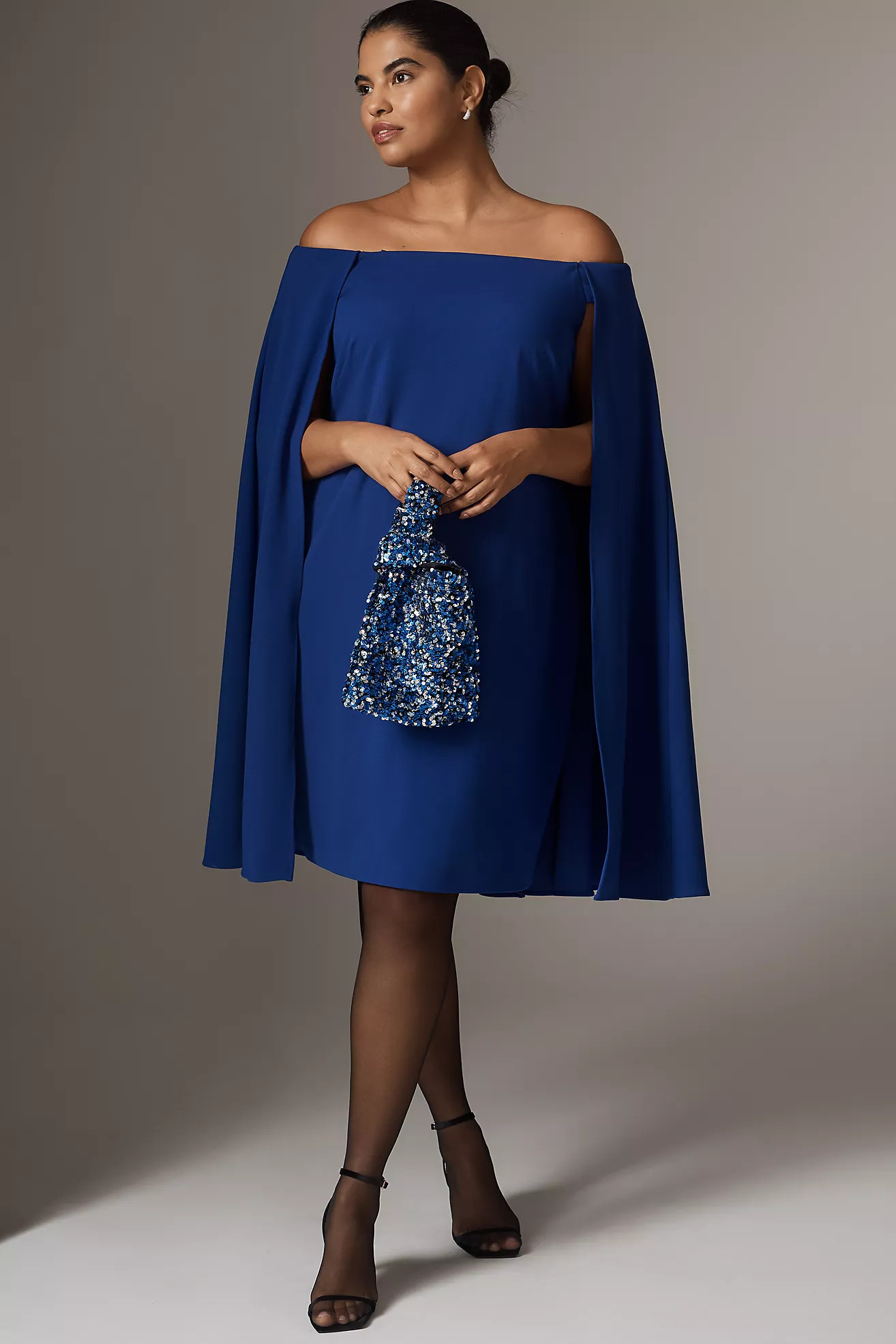 Adrianna Papell Off-Shoulder Mini Cape Dress | Anthropologie (US)