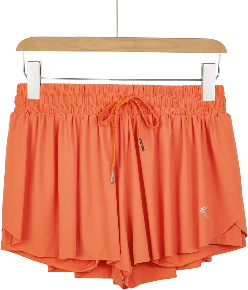 luogongzi 2 in 1 Flowy Running Shorts for Women Gym Yoga Athletic Womens Workout Biker Spandex Loung | Amazon (US)