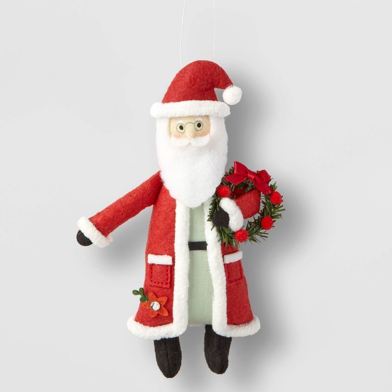 Fabric Santa with Wreath Christmas Tree Ornament - Wondershop™ | Target