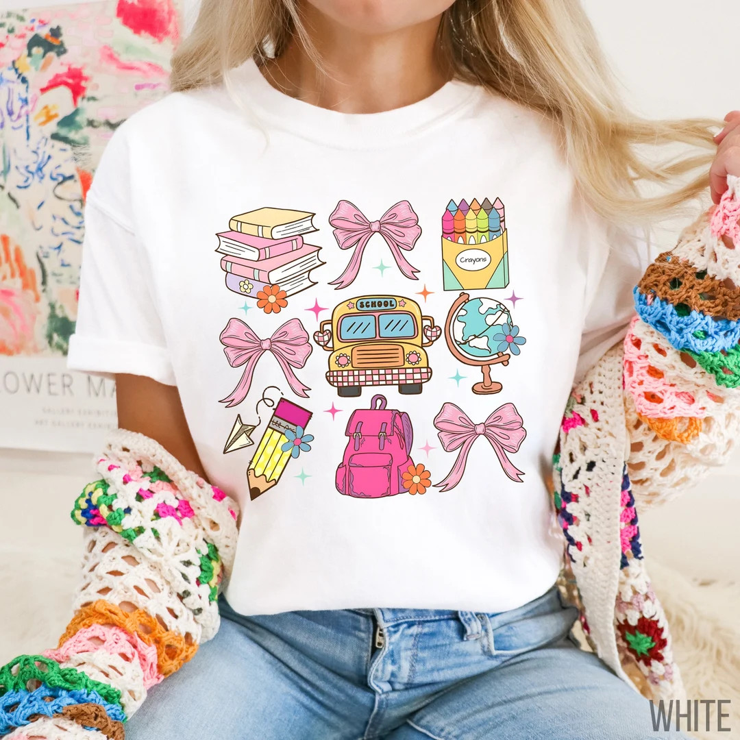 Comfort Colors® Coquette Teacher Shirt, Cute Back To School Shirt,Elementary Teacher Tee,Coquett... | Etsy (US)