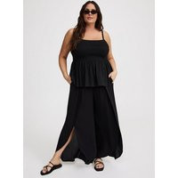 Wide-Leg Mid Rise Pull-On Open-Leg Pant in Black | Torrid (US & Canada)