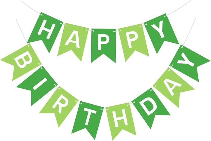 Pre-Strung Green Happy Birthday Banner Signs Party Decorations for Women Men Girls Boys | Amazon (US)