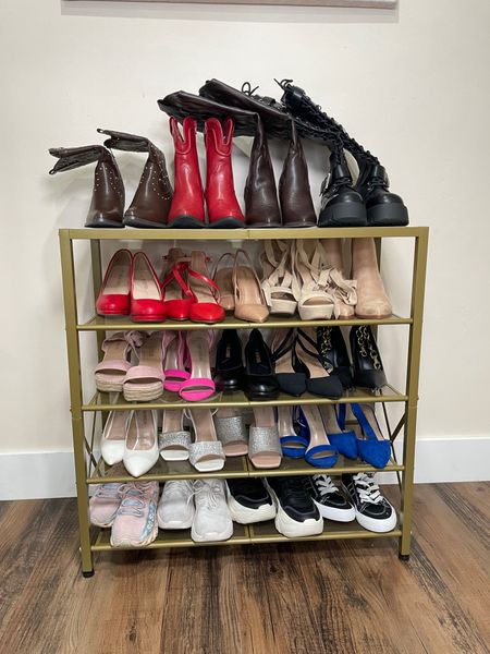 Needed more space to organize my shoes and found this awesome rack. It was rather easy to put it together and I was able to fit 23 pairs of shoes. #homedecor