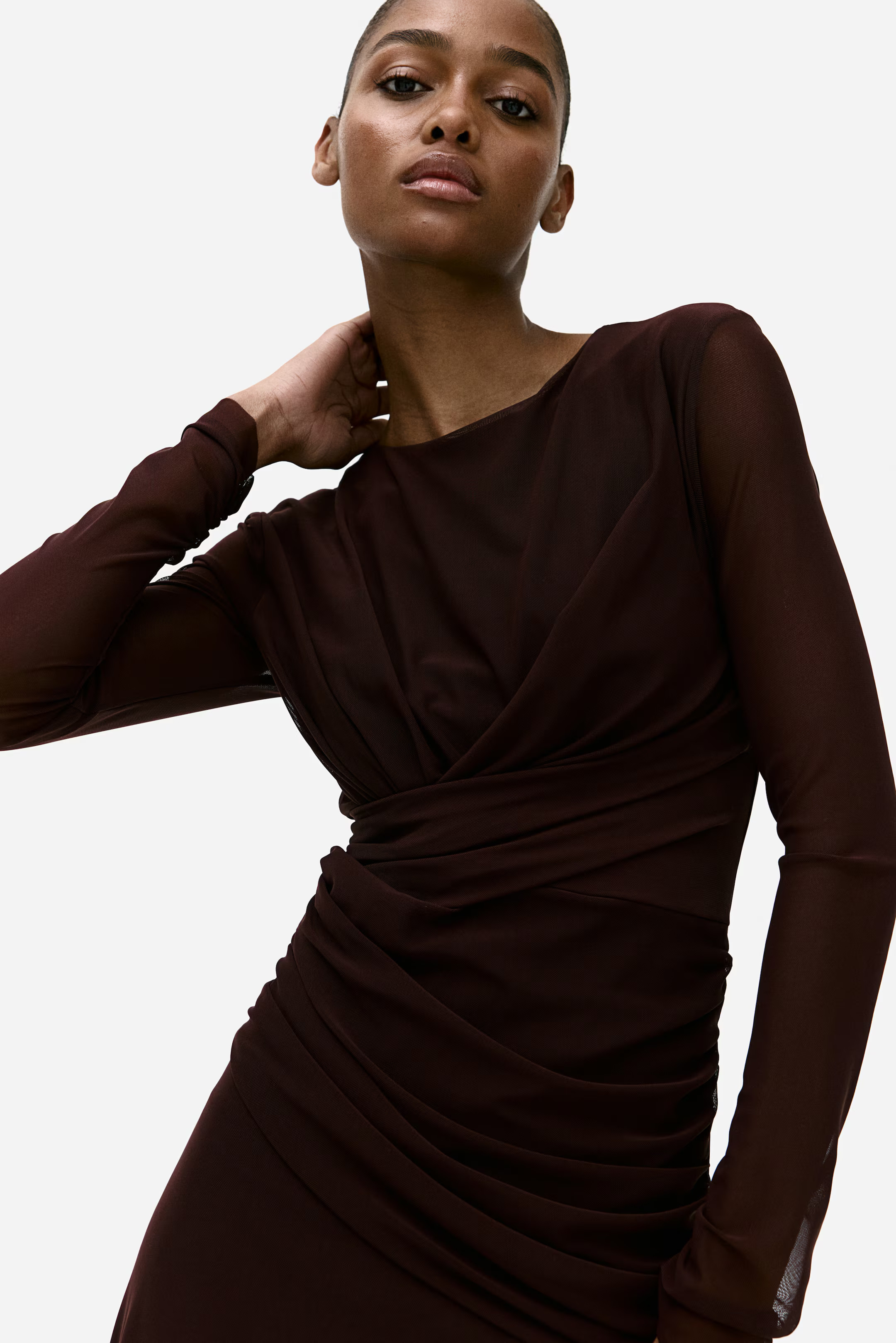Draped Dress - Dark brown - Ladies | H&M US | H&M (US + CA)