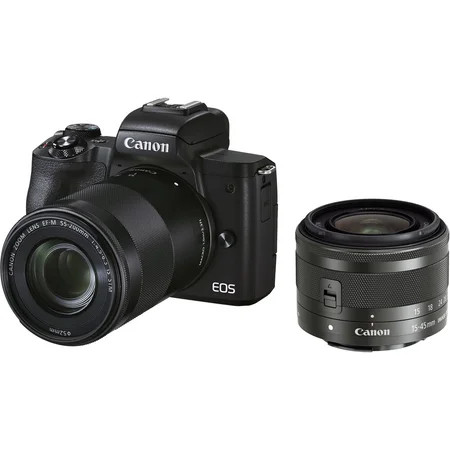 Canon EOS M50 Mark II Mirrorless Camera with 15-45mm and 55-200mm Lenses (Black) | Walmart (US)