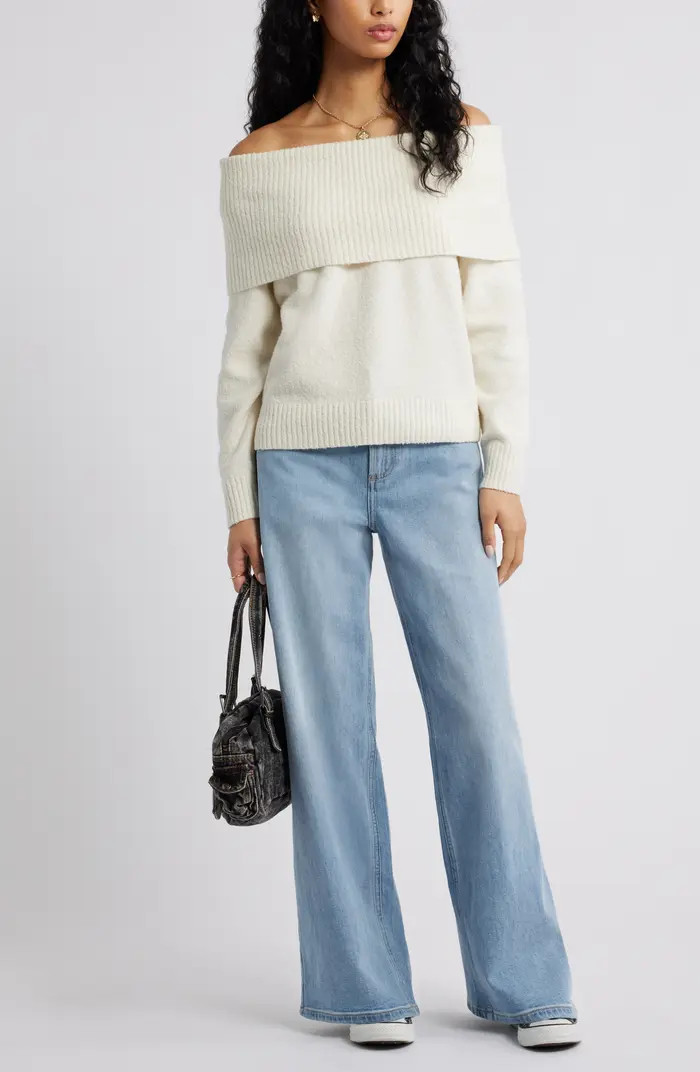 Bouclé Off the Shoulder Sweater | Nordstrom