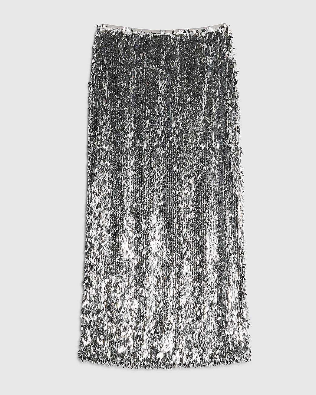 Silver Sequin Midi Skirt | River Island UK & IE