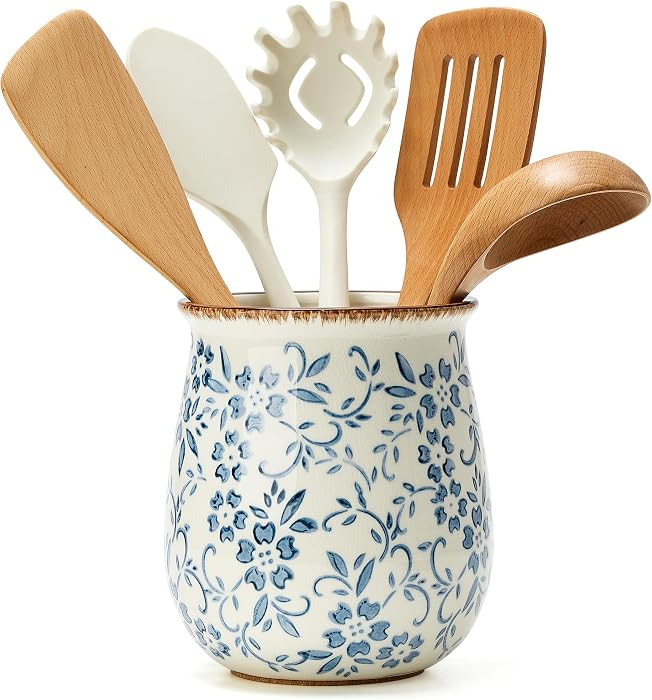 Utensil Holder for Kitchen Counter, Modern Farmhouse Cooking Utensil Holder and Crock Home Kitche... | Amazon (US)