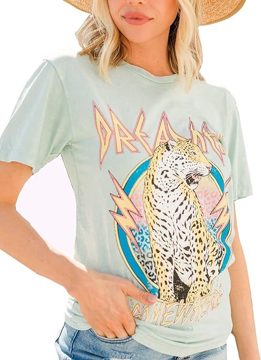 SOFIA'S CHOICE Women's Tie Dye Tiger Print T Shirt Short Sleeve Casual Tees | Amazon (US)