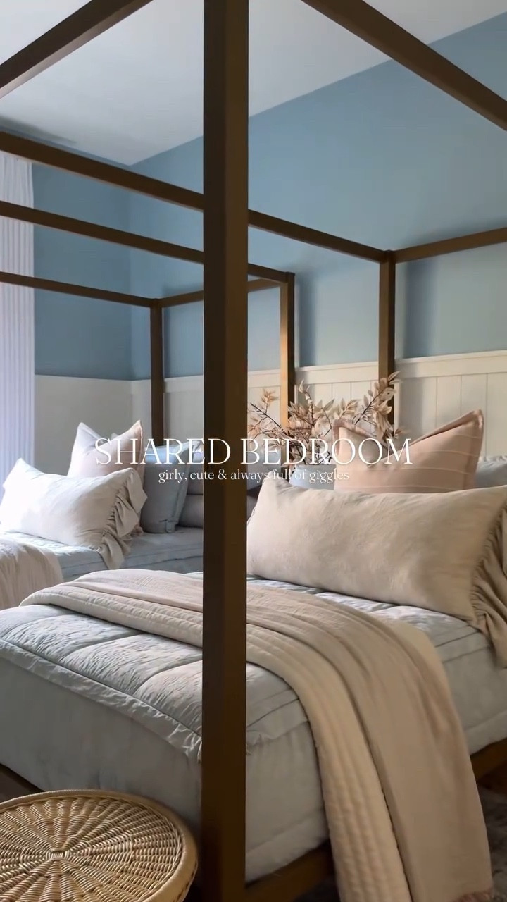 The days of sharing a room are numbered & I’m going to miss those late night giggles and chitchat’s between our two girls 🥹

I predict lots of “bedroom sleepovers” when their new rooms are ready 🤍

Twin canopy beds | canopy beds | shared bedroom | shared bedroom with twin beds | twin beds | kids bedroom | kids room | girls bedroom | little girls bedroom 

#sharedbedroom 
#twinbeds 
#canopybed 
#kidsbedroomdecor
#kidsbedroom 
#girlroomdecor

#LTKHome #LTKSeasonal #LTKKids