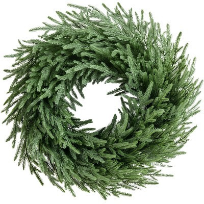 Yaheetech 26 Inch Norfolk Pine Artificial Christmas Wreath, 90 Tips for Front Door Mantel Wall Winter Holiday Decoration,Green | Target