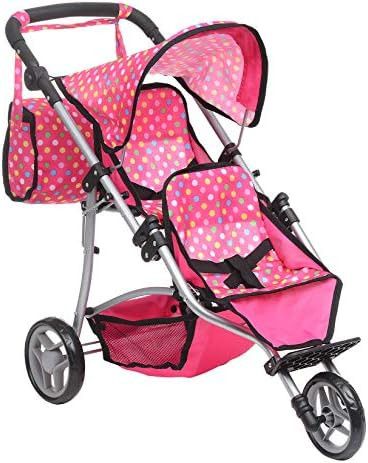 Exquisite Buggy, Twin Doll Stroller with Diaper Bag and Pink & Polka Dots Design | Amazon (US)