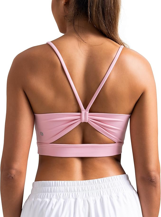 Colorfulkoala Women's Dreamlux Bowknot Strappy Sports Bras Light Impact Workout Yoga Tops | Amazon (US)