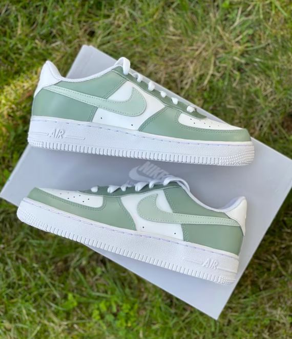 Sage Green Air Force Custom Af1s Hand Painted Sneakers - Etsy | Etsy (US)