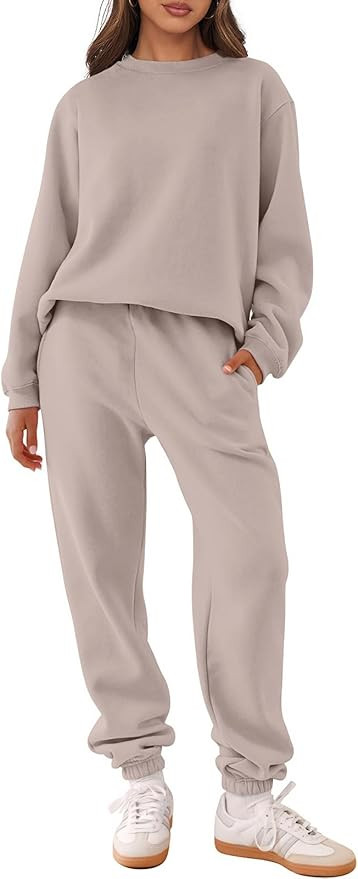 ANRABESS Women's Two Piece Outfits Sweatsuit Lounge Set Long Sleeve Crewneck Sweatshirt Jogger Pa... | Amazon (US)
