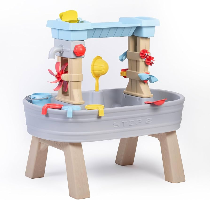 Step2 Rain Showers & Flow Kids Water Table, Outdoor Toddler Activity Table, 15-Piece Accessory Se... | Amazon (US)