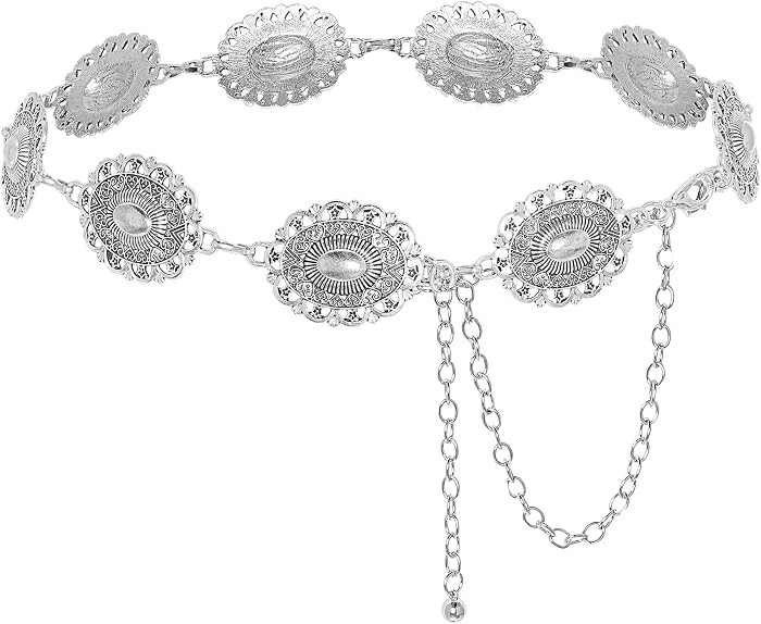 Topbuti Western Oval Concho Chain Belt for Women Metal Waist Chain Belt for Dresses Jeans Western... | Amazon (US)