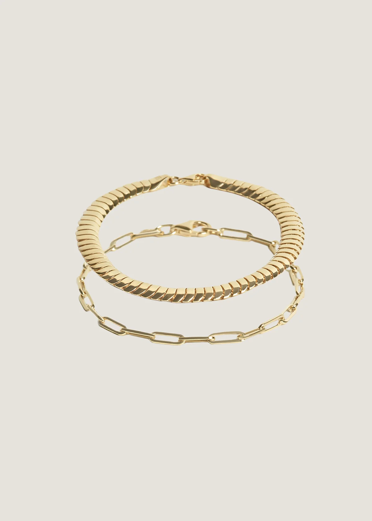 Cobra & Paperclip Link Chain Bracelet Stack - Kinn | Kinn Studio
