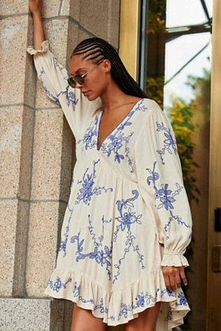 Estella Embroidered Mini Dress | Free People (Global - UK&FR Excluded)