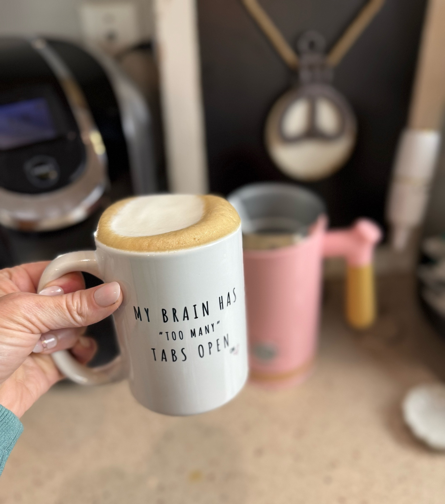 A quick change out of frothers to pink for Valentine’s 💌Day 

Elevate your coffee bar. Mugs can be found at https://www.crazybusymama.com/product-category/kitchen/mugs/inspirational/

Crazy Busy Mama 