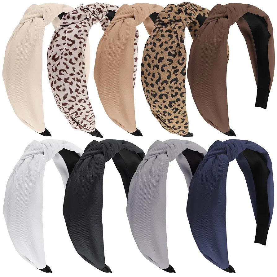 Funtopia Headbands for Women, 9pcs Fashion Knotted Headband Leopard Print Knot Hairband, Cute Wid... | Amazon (US)
