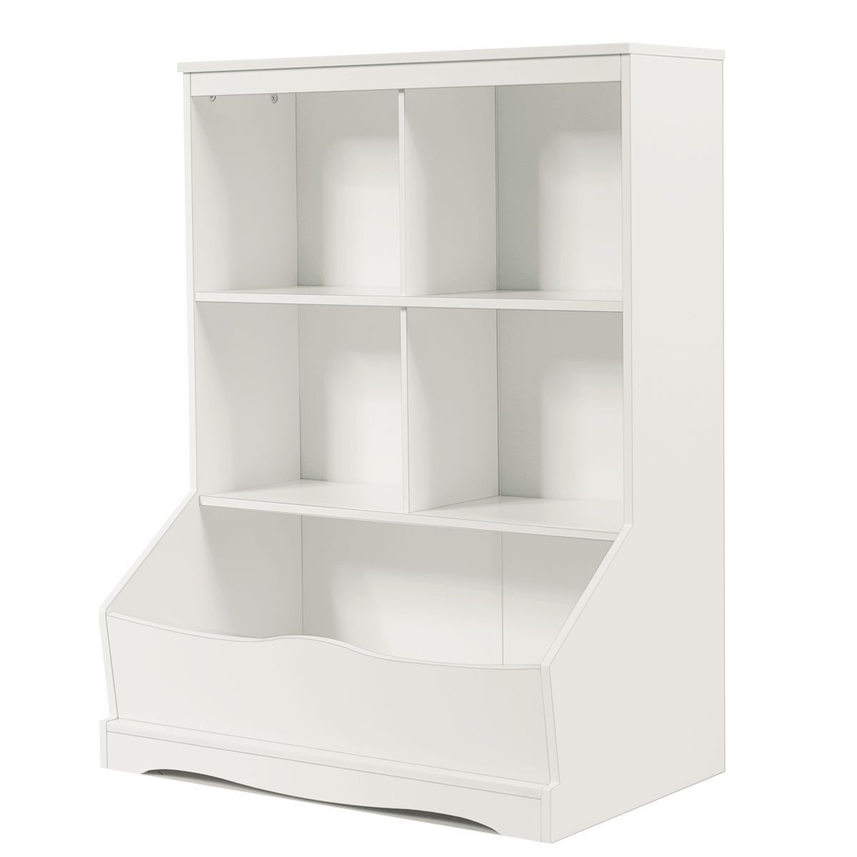 Costway 3-Tier Children's Multi-Functional Bookcase Toy Storage Bin Floor Cabinet GreyWhite | Target