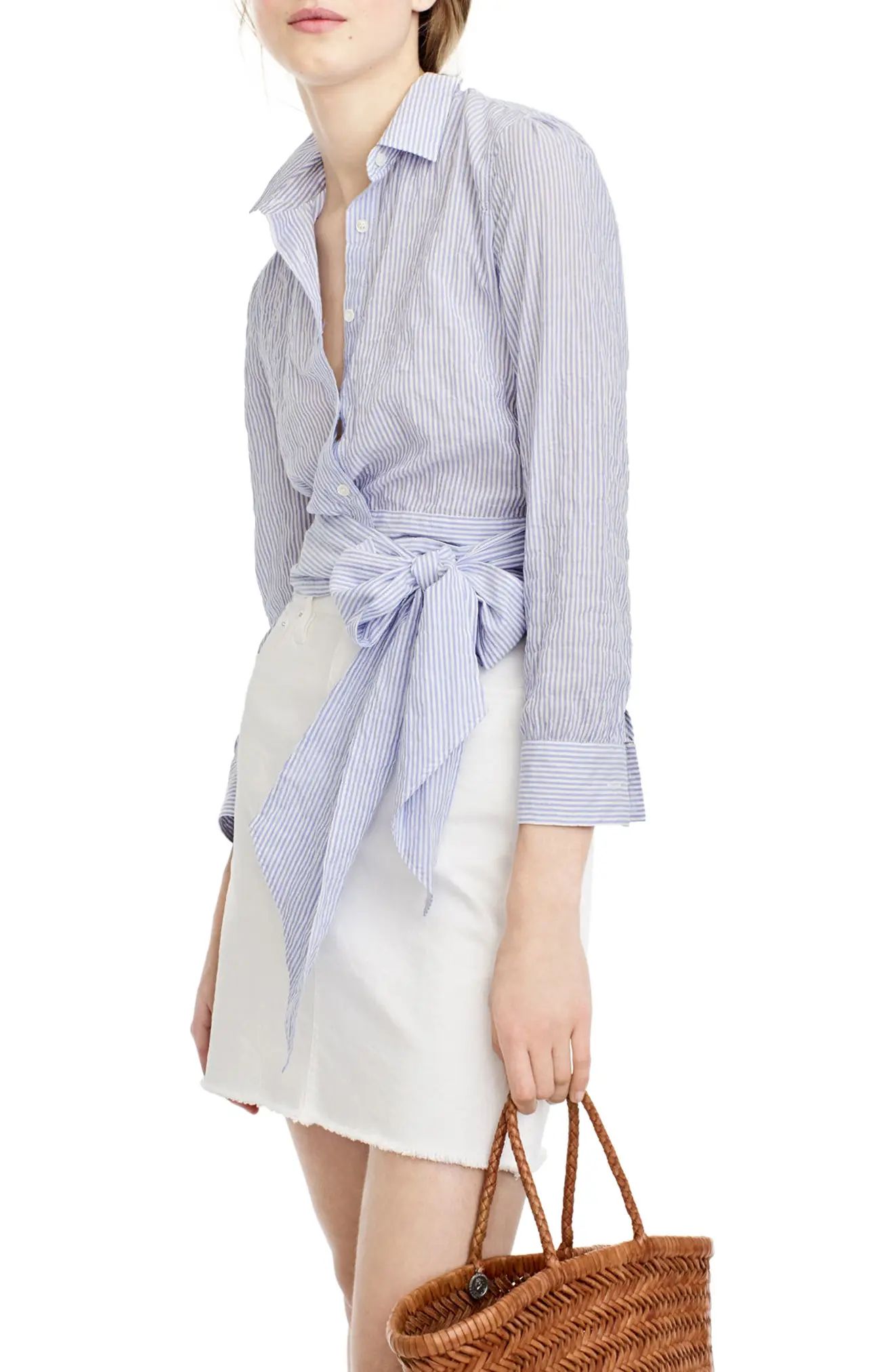 J.Crew Stripe Tie Waist Top | Nordstrom