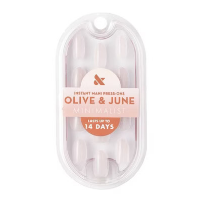 Olive & June Press-On Fake Nails - Minimalist - Milky Microglitter - M Oval - 42ct | Target