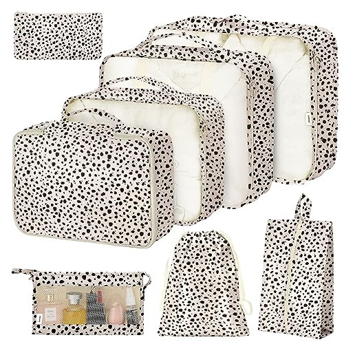 8 Set Packing Cubes for Suitcases, Packing Cube with Shoe, Cosmetics, Clothing, and Accessories Bags Packing Cubes for Travel Luggage Organizer(Leopard) | Amazon (US)