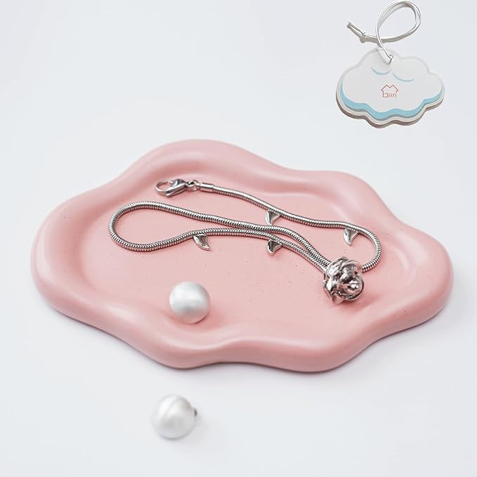 MDFAYE Jewelry Dish Trinket Tray for Women, Ring Dish Holder, Unique Cloud Shape Ceramic Plate Cu... | Amazon (US)