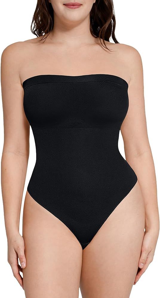 Strapless Shapewear Bodysuit for Women Removable Straps Tummy Control Seamless Sculpt Thong Body ... | Amazon (US)