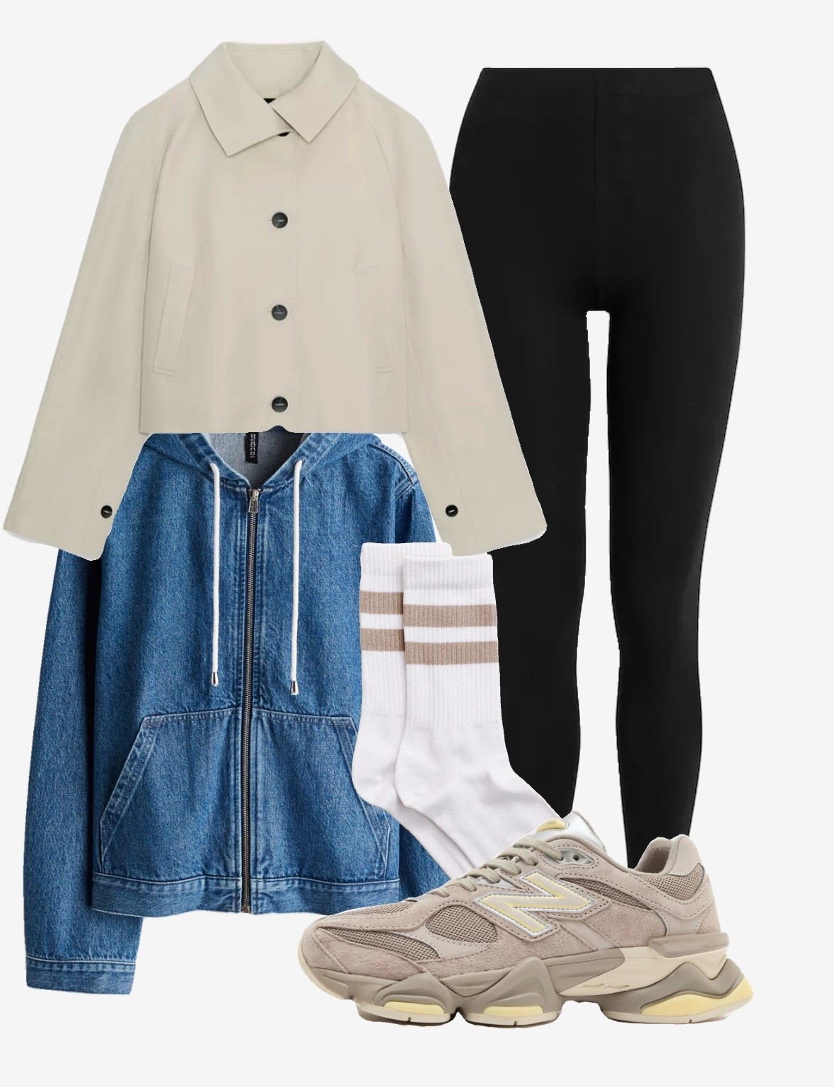 School run outfit inspo 🤎 Lucy Meck spotted wearing this cute #zara jacket paired with a @hm denim jacket and leggings 👌🏽 

#zara #zarahaul #hm #trainers #newbalance #schoolrun #mumoutfit

#LTKuk #LTKwinter #LTKstyletip