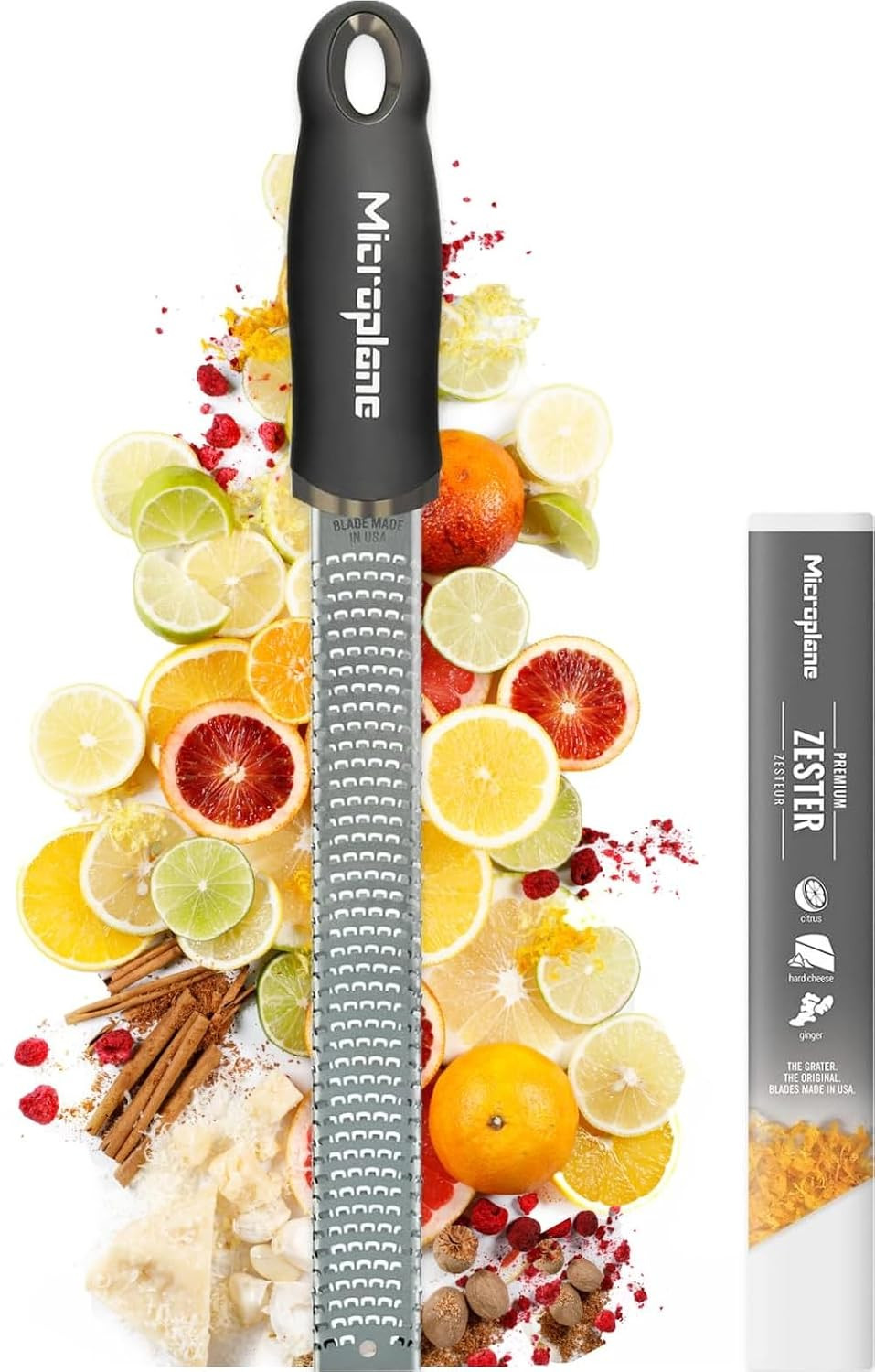 Microplane Premium Classic Series Zester 18/8, Black - Lemon Zester & Cheese Grater & Vegetable Grater - Citrus, Parmesan Cheese, Garlic, Ginger, Nutmeg, Chocolate - Stainless Steel Grater | Amazon (US)