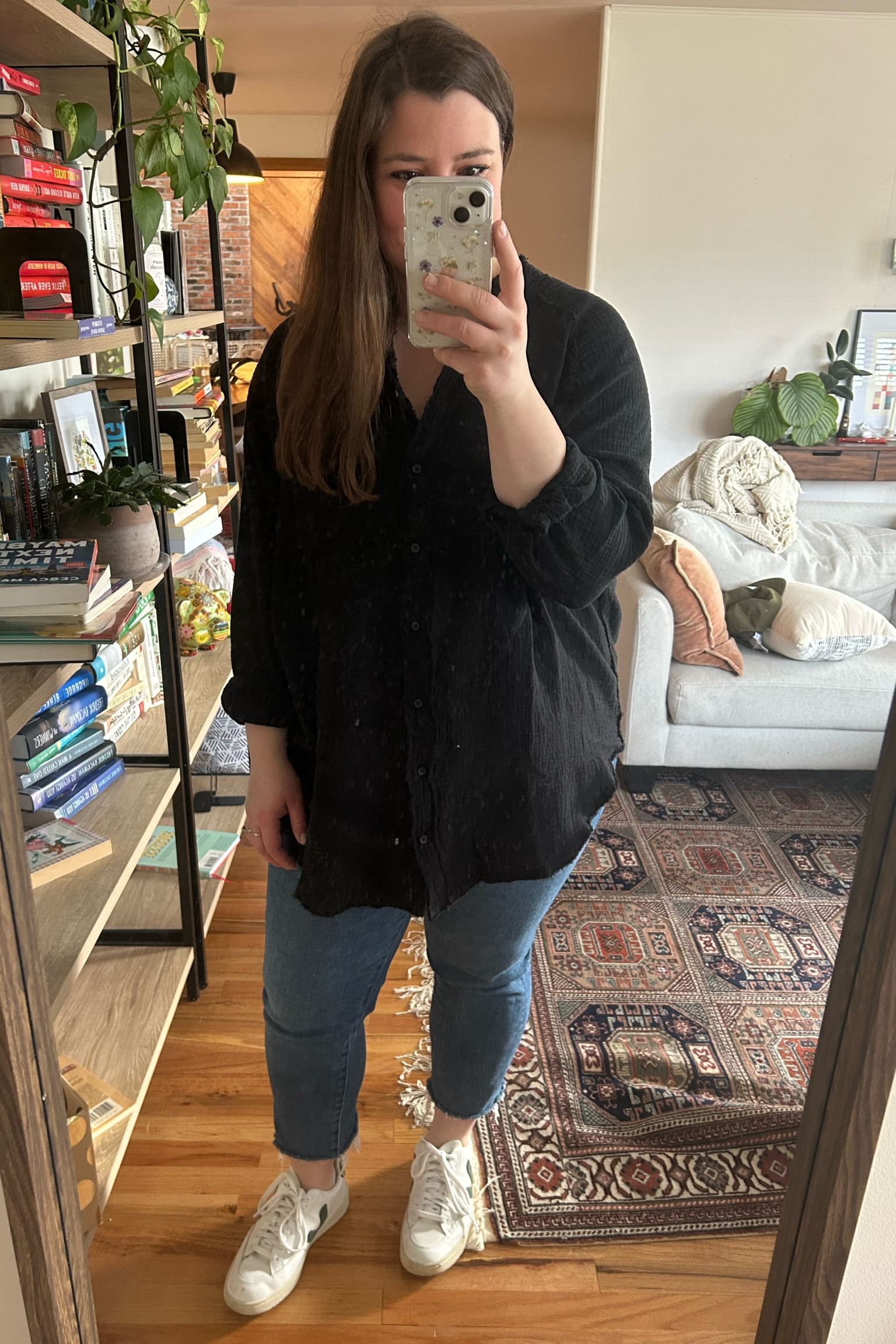 simple but out of my pajamas! I’m wearing a medium in the top.