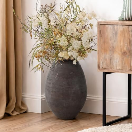 LuxenHome 16" Cement Large Floor Vase, Antique Brown Rustic Vases, Decorative Terracotta Vases Home Decor, Farmhouse Pottery Home Accent | Amazon (US)