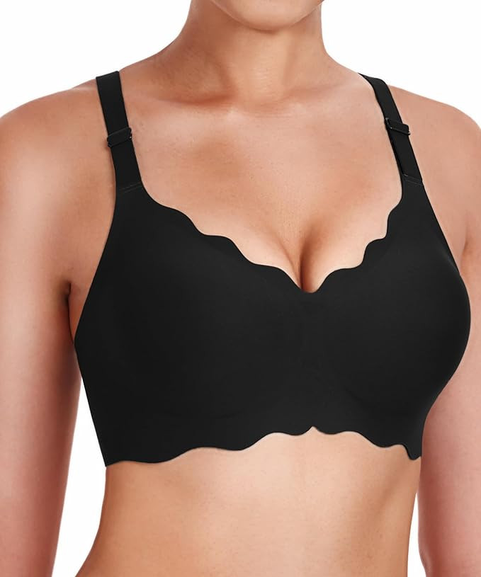 Gailife Scalloped Womens Bras No Underwire Wireless Seamless Bra Push Up Bralette Full Coverage C... | Amazon (US)