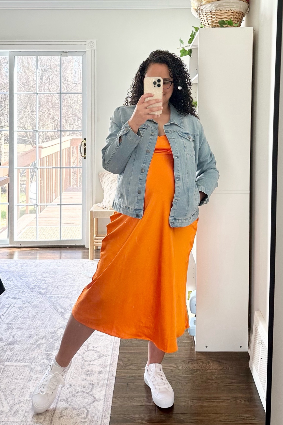 Non-maternity bump friendly spring dress at walmart! This dress is only $19 and comes in a few other colors. So pretty and I can definitely wear it after I have the baby too!! 
Wearing a size L 🧡
Jacket- size XL *sized up for a slightly oversized fit
Sneakers- size 9 *run big, I am usually a 9.5

Bump friendly fashion, walmart finds, budget fashion, affordable fashion, spring dress, spring fashion 

#LTKfindsunder50 #LTKSeasonal #LTKbump