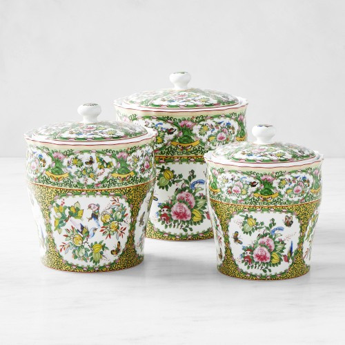 Famille Rose Porcelain Canisters, Set of 3 | Williams-Sonoma