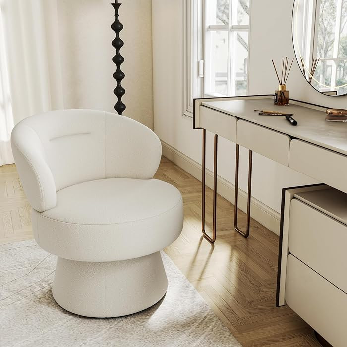 360\u00b0 Swivel Accent Chairs, Modern Chenille Upholstered Boucle Dining Chair with Back, Vanity... | Amazon (US)