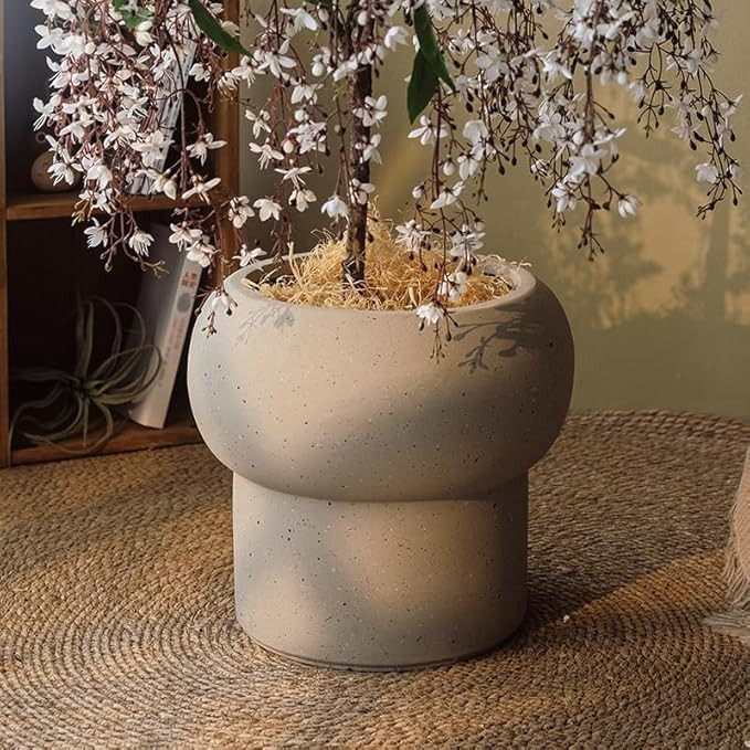 12.5" H x 14" Dia Large Concrete Planter-Heavyweight Outdoor Cement Flower Pot with Mushroom-Shap... | Amazon (US)