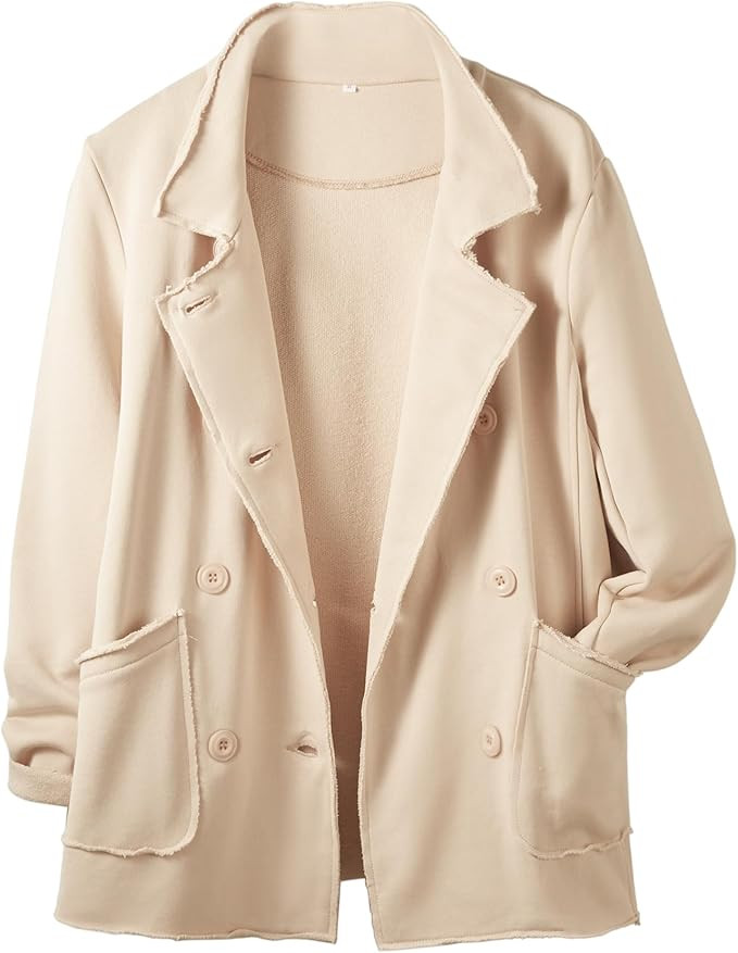 Classic Trench Coats for Women Double Breasted Blazer Fleece Peacoat Jackets Essentials Fall Wint... | Amazon (US)